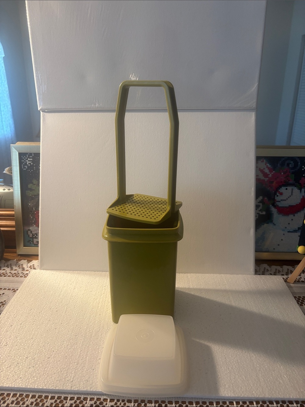 Vintage 3pc 1970’s Tupperware Avocado Green Pickle Keeper - Picture 2 of 5